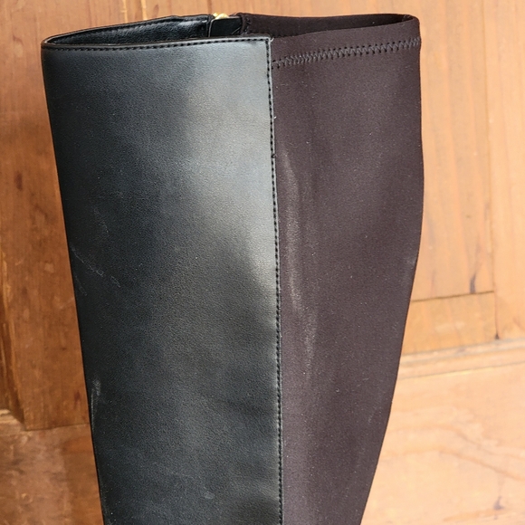 Michael Kors Black Finely Tall Leather Riding Heeled Boots 7 - Picture 6 of 16